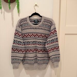 Jantzen Vintage Grey Multicolor Knit Unisex Knitted Pullover Made In U.S.A. M